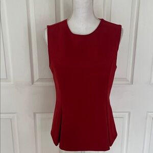 T Tahari fitted Top Faux Leather Crew Neck Sleeveless
